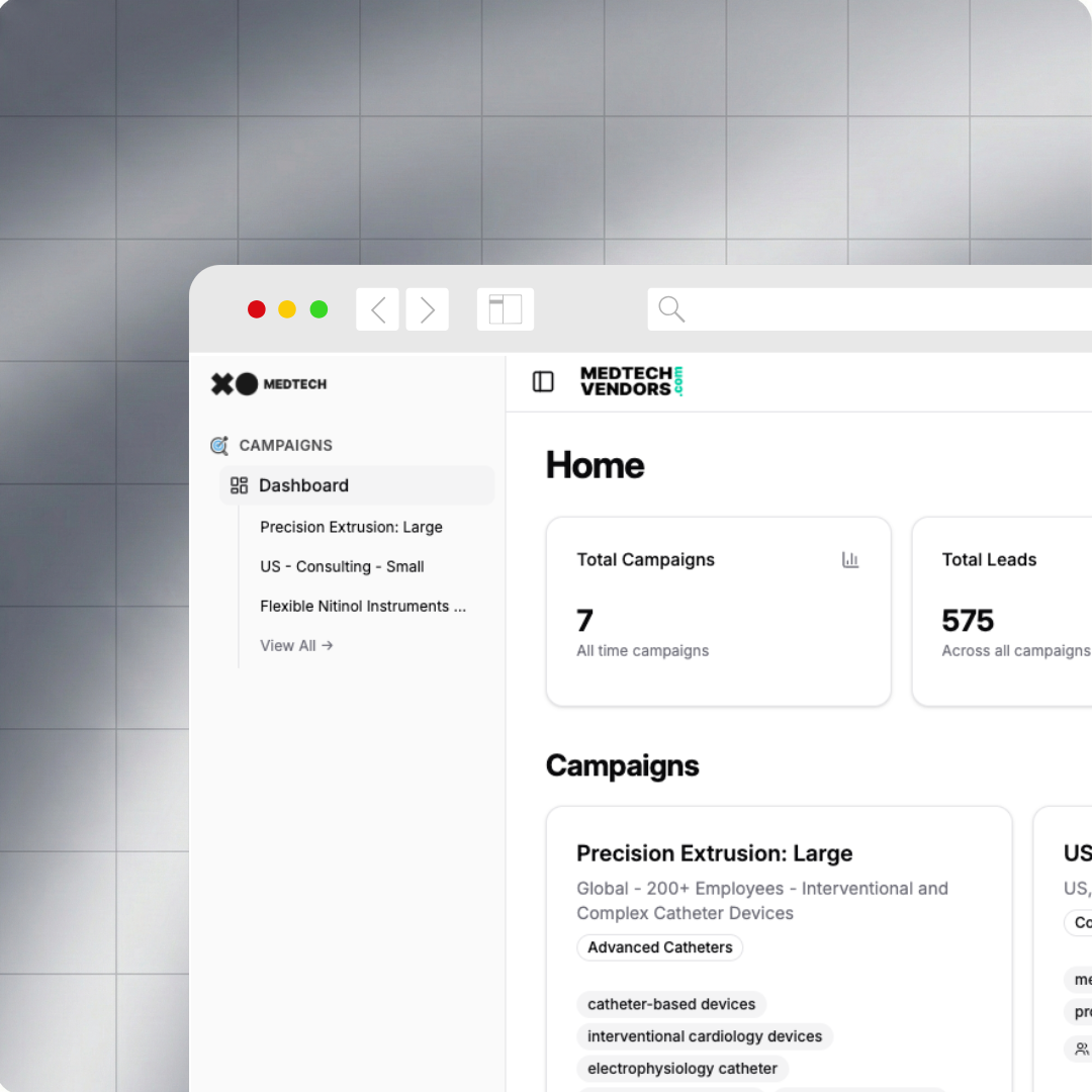 Campaigns dashboard showing sidebar navigation, campaign stats, and campaign list